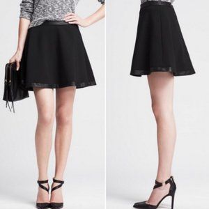 NWOT Banana Republic Black Skirt with Leather Trim